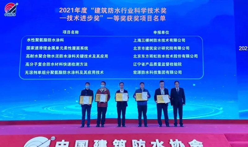 “建筑防水行業科技技術獎——技術進步獎”一等獎。